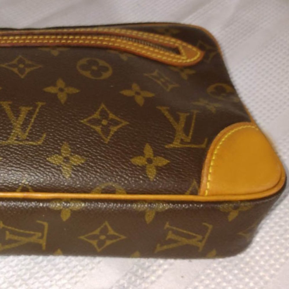 Louis Vuitton Brown Monogram Canvas Wristlet with Tan Accents - Picture 15 of 15